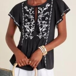 Anthropologie Alexandrine Embroidered Top size XS
